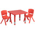 24" Square Plastic Height Adjustable Activity Table Set with 2 Chairs