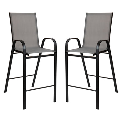 2 Pack Brazos Series Outdoor Barstools with Flex Comfort Material and Metal Frame - View 1