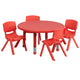 Red |#| 33inch Round Red Plastic Height Adjustable Activity Table Set with 4 Chairs