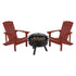 3 Piece Charlestown Poly Resin Wood Adirondack Chair Set with Fire Pit - Star and Moon Fire Pit with Mesh Cover