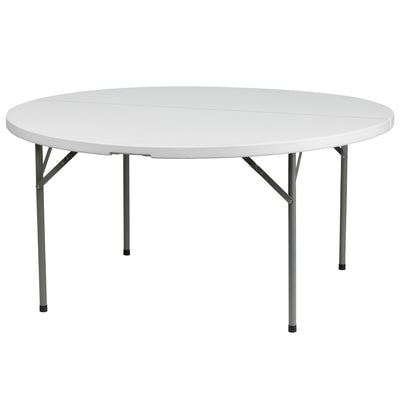 5-Foot Round Plastic Folding Table - View 1