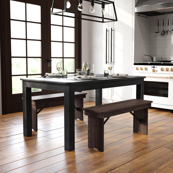 Black Wash |#| 60inch x 38inch Rectangular Black Wash Solid Pine Farm Dining Table