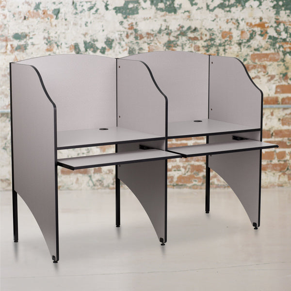 Nebula Grey |#| Add-On Study Carrel in Nebula Grey Finish - School Furniture - Computer Carrel