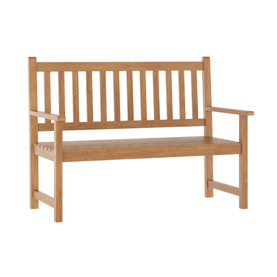 Adele Commercial Grade Indoor/Outdoor Patio Acacia Wood Bench, 2-Person Slatted Seat Loveseat for Park, Garden, Yard, Porch - View 1