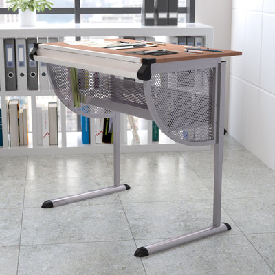 Adjustable Drawing and Drafting Table with Pewter Frame