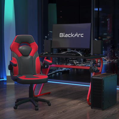 Alpha Bundle with Gaming Desk and Chair: High Back Chair with Arms; Desk with Headphone Hook/Cupholder - View 2