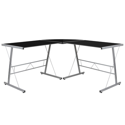 BlackArc ArcTec Ice L-Shaped Gaming Desk with Tempered Glass Top and Powder Coated Steel Frame - View 1