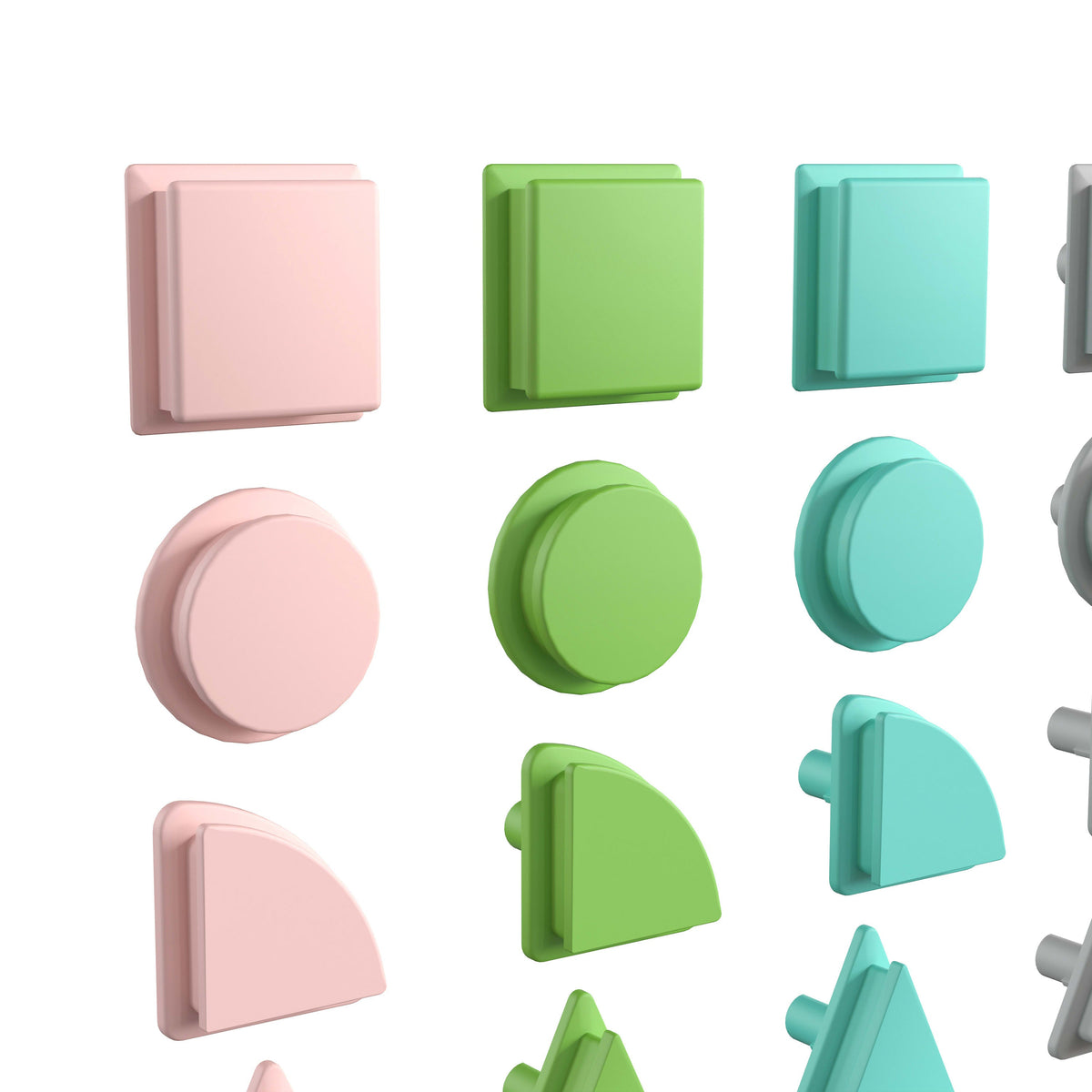 Commercial Grade 256 Piece Shapes Set for Modular STEAM Walls - Pastel