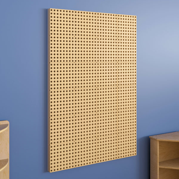 Commercial Grade 31.5inchW x 47inchH Peg Panel for Modular STEAM Wall System - Natural