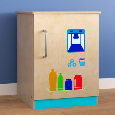 Bright Beginnings Commercial Grade Wooden Children's Kitchen Refrigerator with Integrated Storage & Greenguard Certified Wood - View 2