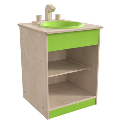 Bright Beginnings Commercial Grade Wooden Children's Kitchen Sink with Integrated Storage