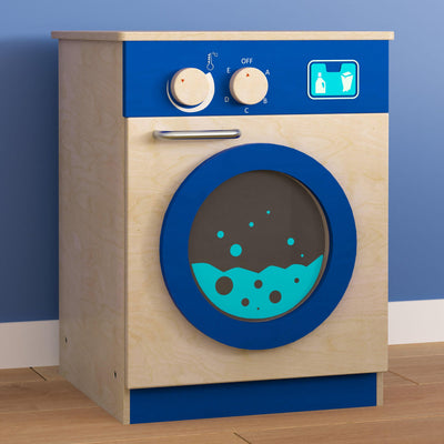 Bright Beginnings Commercial Grade Wooden Kid's Washing Machine with Integrated Storage and Turning Knobs