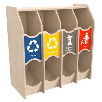 Bright Beginnings Commercial Grade Wooden Pretend Play Recycling Station for Children