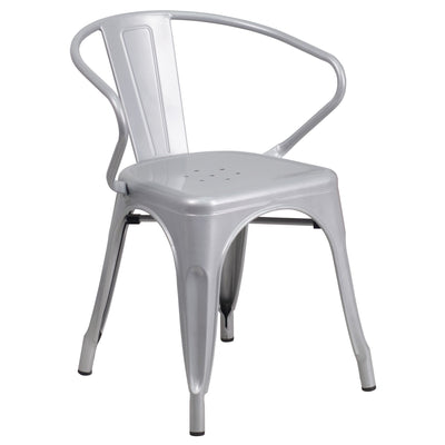 Commercial Grade Metal Indoor-Outdoor Chair with Arms