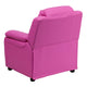 Hot Pink Vinyl |#| Deluxe Padded Contemporary Hot Pink Vinyl Kids Recliner with Storage Arms