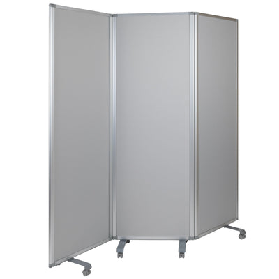 Double Sided Mobile Magnetic Whiteboard/Cloth Partition with Lockable Casters, 72"H x 24"W (3 sections included) - View 1