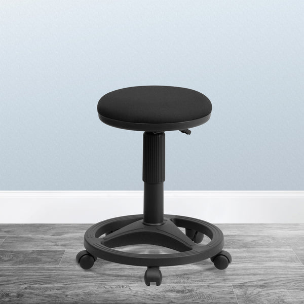 Black Backless Ergonomic Padded Stool with Foot Ring - Medical Stools