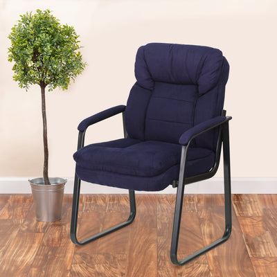 Executive Side Reception Chair with Lumbar Support and Sled Base - View 2