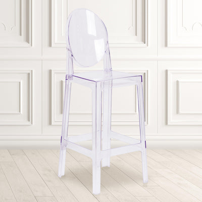 Ghost Barstool in Transparent Crystal with Oval Back