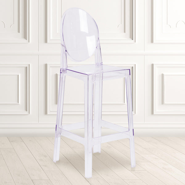 Ghost Barstool with Oval Back in Transparent Crystal - Wedding Chairs