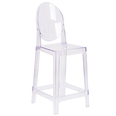 Ghost Counter Stool in Transparent Crystal with Oval Back - View 1