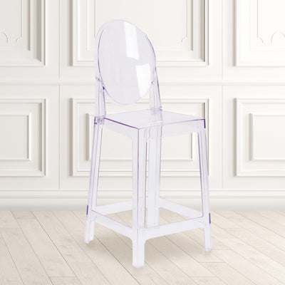 Ghost Counter Stool in Transparent Crystal with Oval Back - View 2