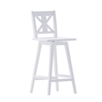 Gwendolyn Commercial Grade Solid Wood Modern Farmhouse Swivel Bar Height Barstool - View 1