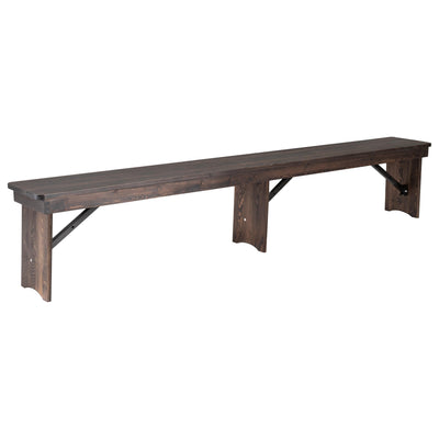 HERCULES Series 8' x 12'' Solid Pine Folding Farm Bench with 3 Legs - View 1