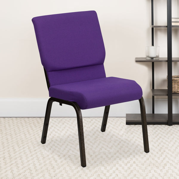 Purple Fabric/Gold Vein Frame |#| Stacking Auditorium Chair with 19inch Seat - Purple Fabric/Gold Vein Frame