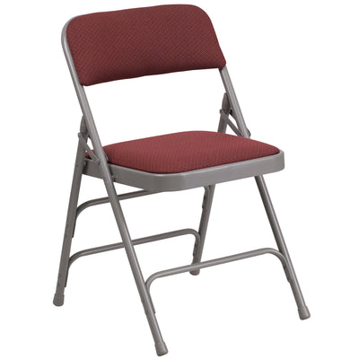 HERCULES Series Curved Triple Braced & Double Hinged Fabric Upholstered Metal Folding Chair - View 1