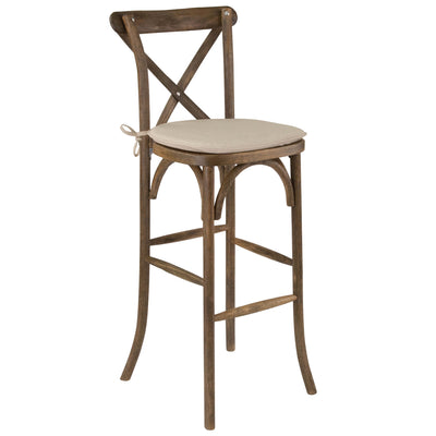 HERCULES Series Wood Cross Back Barstool with Cushion - View 1