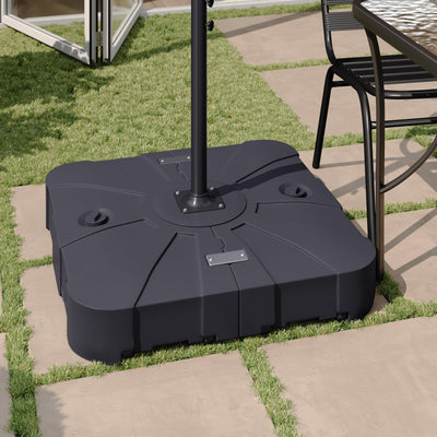 Hank Heavy Duty Weather-Resistant Universal Offset Umbrella Base with Grooved Handles and Built-In Wheels - View 2