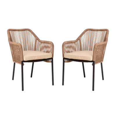 Kallie Set of 2 Aluminum Framed Stackable All-Weather Woven Club Chairs with Rounded Arms & Zippered Seat Cushions - View 1