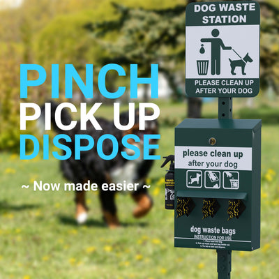 Kessler Mini Pet Waste Station with Glow in the Dark Signage, Triple Storage Waste Bag Dispenser, and Hand Sanitizer Bottle - 600 Waste Bags Included - View 2