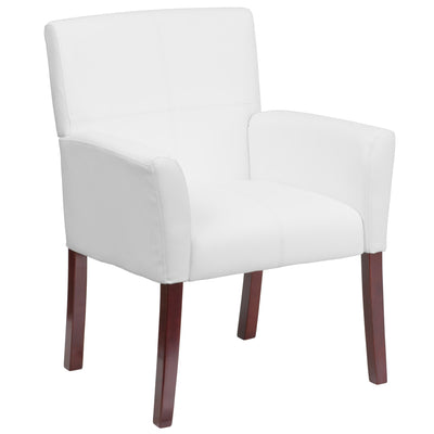 LeatherSoft Executive Side Reception Chair with Mahogany Legs - View 1