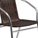 Aluminum and Dark Brown |#| Commercial Aluminum and Dark Brown Rattan Indoor-Outdoor Restaurant Stack Chair