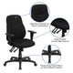 Mid-Back Black Fabric Multifunction Swivel Ergonomic Chair with Back Adjustment