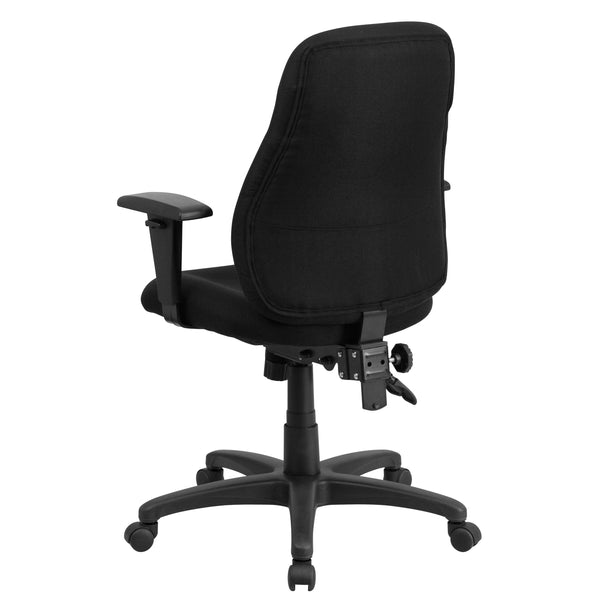 Mid-Back Black Fabric Multifunction Swivel Ergonomic Chair with Back Adjustment