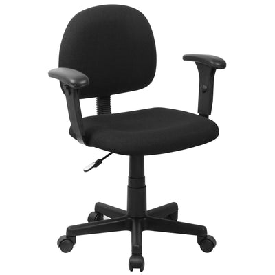 Mid-Back Fabric Swivel Task Office Chair with Adjustable Arms - View 1