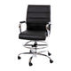 Black |#| Mid-Back Black LeatherSoft Drafting Chair - Adjustable Foot Ring and Chrome Base