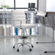White |#| Mid-Back White LeatherSoft Drafting Chair - Adjustable Foot Ring and Chrome Base