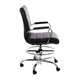 Black |#| Mid-Back Black LeatherSoft Drafting Chair - Adjustable Foot Ring and Chrome Base