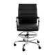 Black |#| Mid-Back Black LeatherSoft Drafting Chair - Adjustable Foot Ring and Chrome Base