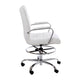 White |#| Mid-Back White LeatherSoft Drafting Chair - Adjustable Foot Ring and Chrome Base