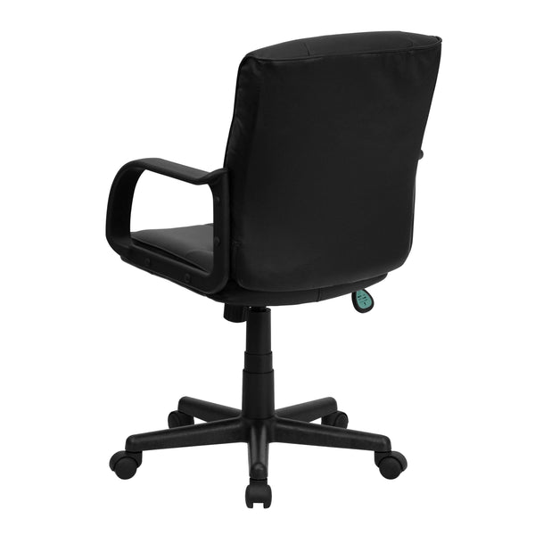 Mid-Back Black LeatherSoft Swivel Task Office Chair with Arms - Home Office