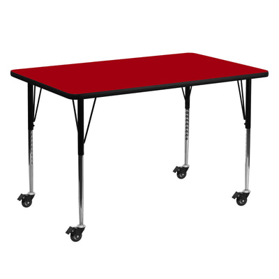 Mobile 30''W x 60''L Rectangular Thermal Laminate Activity Table - Standard Height Adjustable Legs