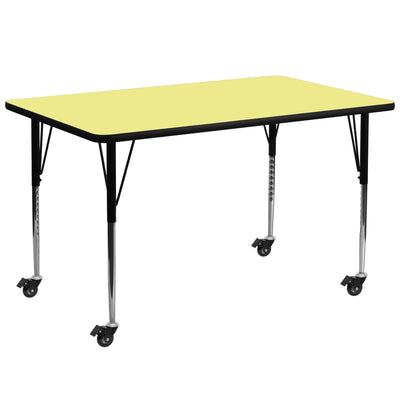 Mobile 30''W x 72''L Rectangular Thermal Laminate Activity Table - Standard Height Adjustable Legs