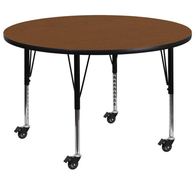 Mobile 42'' Round HP Laminate Activity Table - Height Adjustable Short Legs - View 1