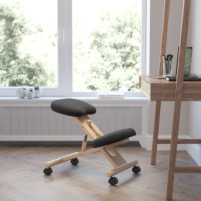 Mobile Wooden Ergonomic Kneeling Office Chair