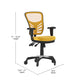 Yellow-Orange/Black Frame |#| Mid-Back Ergonomic Multifunction Mesh Chair with Polyurethane Wheels-Yellow